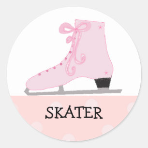 Adesivo Redondo Design de patinação no gelo rosa