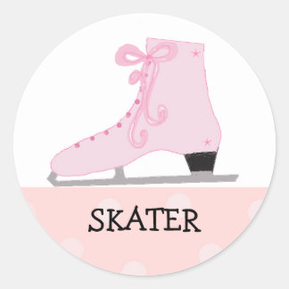 Adesivo Redondo Design de patinação no gelo rosa