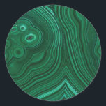 Adesivo Redondo Design de pedra-verde-malaquita<br><div class="desc">Gemstone malaquita natural,  textura de rocha mineral verde,  gemas semimontológicas</div>