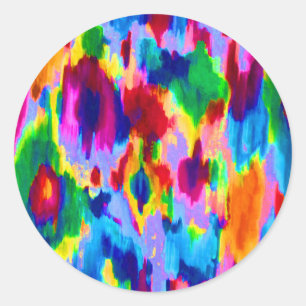Adesivo Redondo Design de pintura abstrato, colorido, bonito