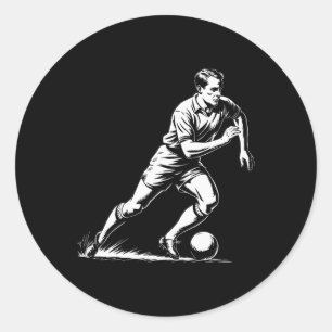 Adesivo Redondo Design de Pixel Art de Bola de Futebol em Moviment