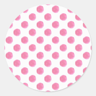 Adesivo Redondo design de ponto de bolinhas rosa com aquarela