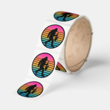 Design de pôr do sol retrô de saxofone Bigfoot Jaz