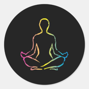 Adesivo Redondo Design de Pose Sukhasana de Yoga Zen Meditação Rel