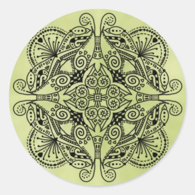 Adesivo Redondo Design de rabisco verde (Frente)