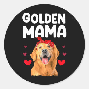Adesivo Redondo Design De Retriever De ouro Para Mamãe Mulheres Ou