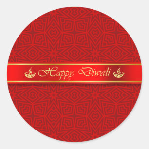 Adesivo Redondo Design de seda feliz da fita de Diwali