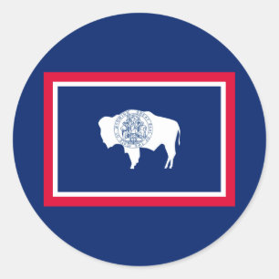 Adesivo Redondo Design de Sinalizador do Estado Wyoming