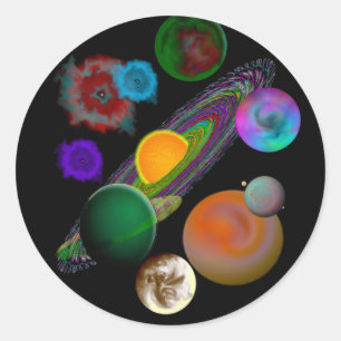 Adesivo Redondo Design de sistema solar