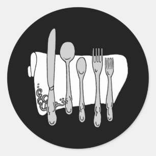 Adesivo Redondo Design de Siverware Preto e Branco