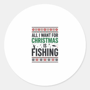 Adesivo Redondo Design de Suéter Feio de Pesca de Natal