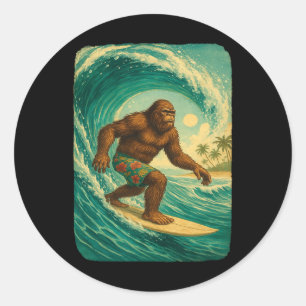 Adesivo Redondo Design de Surfista Homem Havaí Cara Surfista Menin