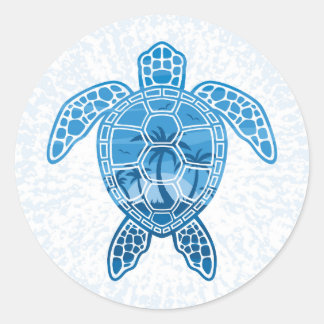 Adesivo Redondo Design de Tartaruga do Mar das Ilhas Tropicais em