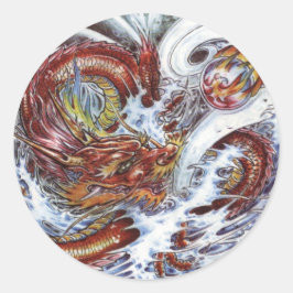 Adesivo Redondo Design de Tatuagem do Dragão Japonês
