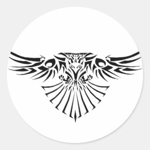 Adesivo Redondo Design de Tatuagem Tribal Hawk