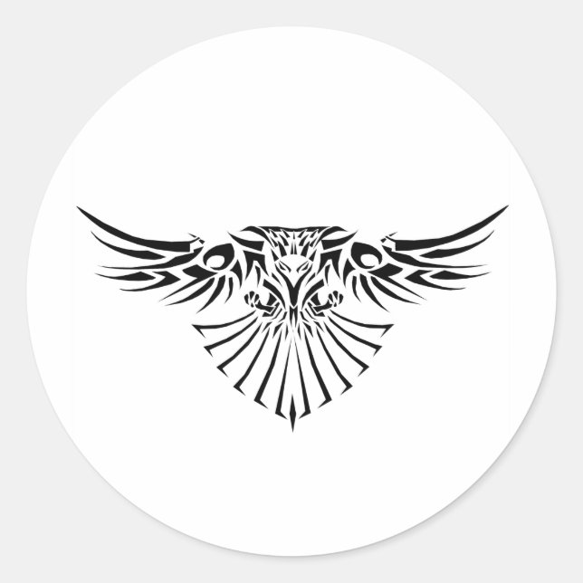 Adesivo Redondo Design de Tatuagem Tribal Hawk (Frente)