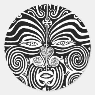 Adesivo Redondo Design de tatuagem tribal Maori Moko.