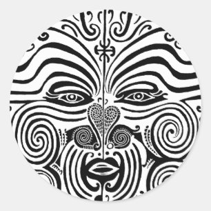 Adesivo Redondo Design de Tatuagem Tribal - Nova Zelândia Maori