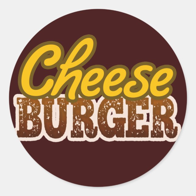 Adesivo Redondo Design de texto Cheeseburger (Frente)