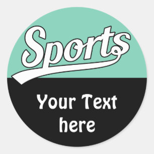Adesivo Redondo Design de texto: ESPORTE branco + seu próprio tex