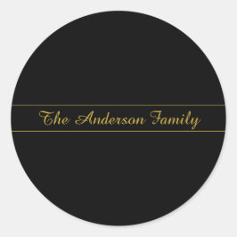 Adesivo Redondo Design de texto preto e dourado personalizável sim