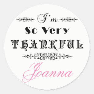 Adesivo Redondo Design de texto Preto - Obrigado