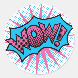 Adesivo Redondo Design de texto Uau