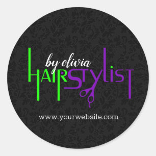 Adesivo Redondo Design de texto Verde E Roxo