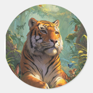 Adesivo Redondo design de tigre muito bonito 🐯 em