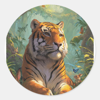Adesivo Redondo design de tigre muito bonito 🐯 em