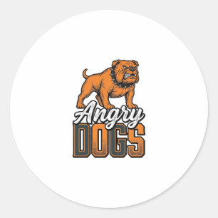 Adesivo Redondo Design de Tipografia Bulldog Vintage Angry Dogs_1