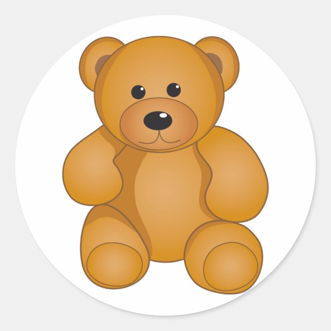 Adesivo Redondo Design de Ursinho de desenho (Frente)