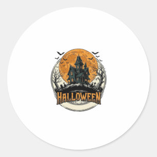 Adesivo Redondo Design de Vetor de Casa Assombrada de Halloween Vi