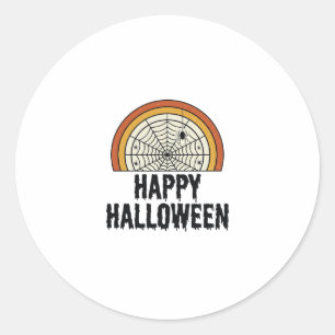 Adesivo Redondo Design de Vetor de Teia de Aranha Feliz Halloween