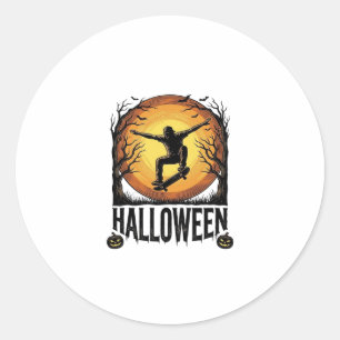 Adesivo Redondo Design de Vetor Vintage de Skate Moon Halloween_1