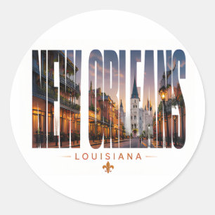 Adesivo Redondo Design de Viagem Nova Orleans Louisiana