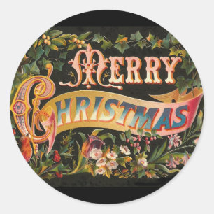 Adesivo Redondo Design de Vintage Felry Christmas Flower