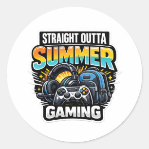 Adesivo Redondo Design de Volta às Aulas para Gamer
