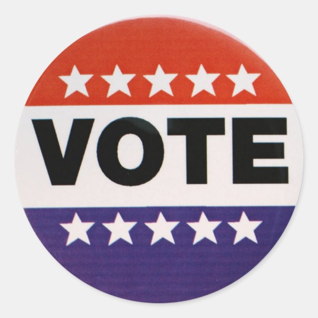 Adesivo Redondo Design de Votação Azul e Branco (Frente)