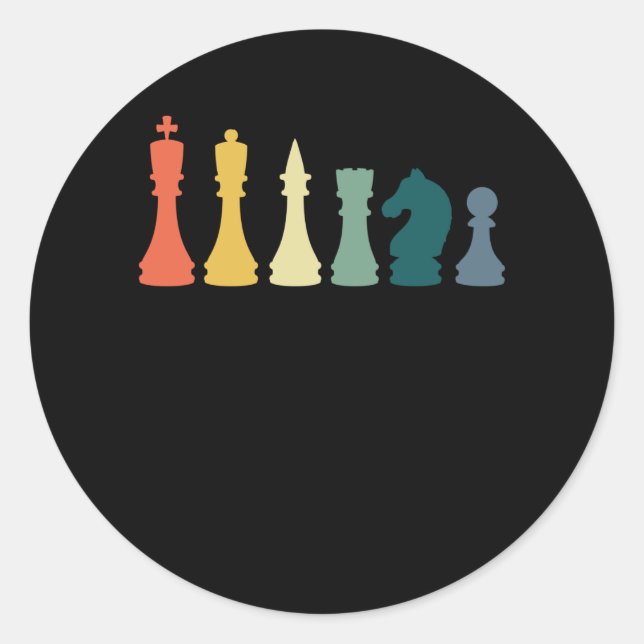 Adesivo Redondo Design De Xadrez De Xadrez Vintage (Frente)
