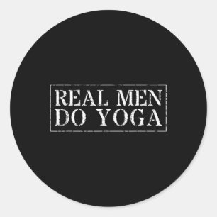 Adesivo Redondo Design de Yoga para Homens Homens de Verdade Fazem