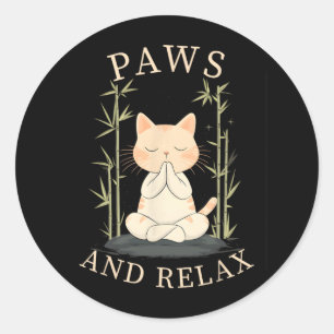Adesivo Redondo Design de Yoga Zen Cat para Amantes de Gatos Homen