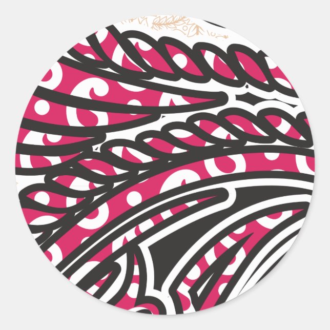 Adesivo Redondo Design decorativa com vermelho vívido e alfinete (Frente)