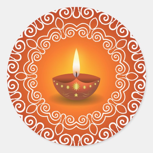Adesivo Redondo Design Decorative Diwali (Frente)