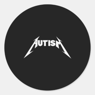 Adesivo Redondo Design Divertido Autismo Esqueleto Meme Metal Rock