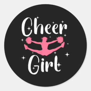 Adesivo Redondo Design Divertido de Cheerleader para Garotas Adole