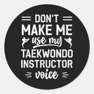 Adesivo Redondo Design Divertido de Taekwondo para Homens Mulheres