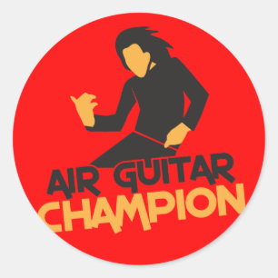 Adesivo Redondo Design do campeão de Air Guitar