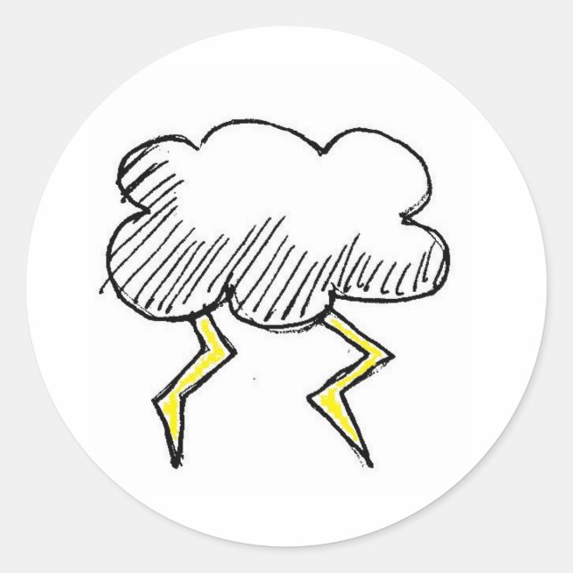Adesivo Redondo Design do Cartoon Storm Cloud Rainy Day (Frente)