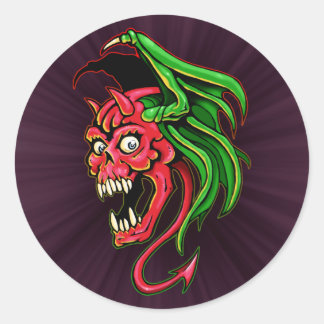 Adesivo Redondo Design do casco do diabo